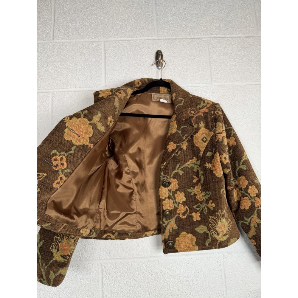 Vtg Painted Pony Floral Tapestry Cropped Jacket M Cottagecore USA 90s - Picture 3 of 8